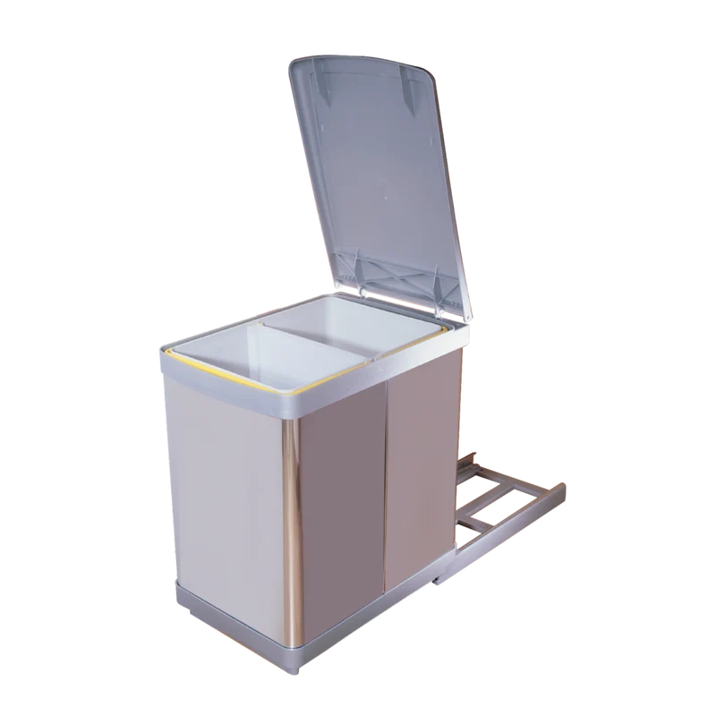 Poubelle 1 bac 20 L pour meuble de 300 mm, inox