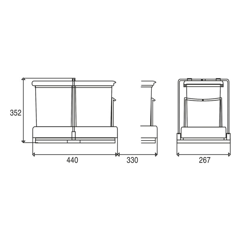 Poubelle automatique 2 x 10,5 L pour meuble de 400 mm (gris clair)