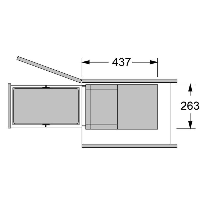 Poubelle 1 seau 28 L pour meuble de 400 mm (gris foncé)