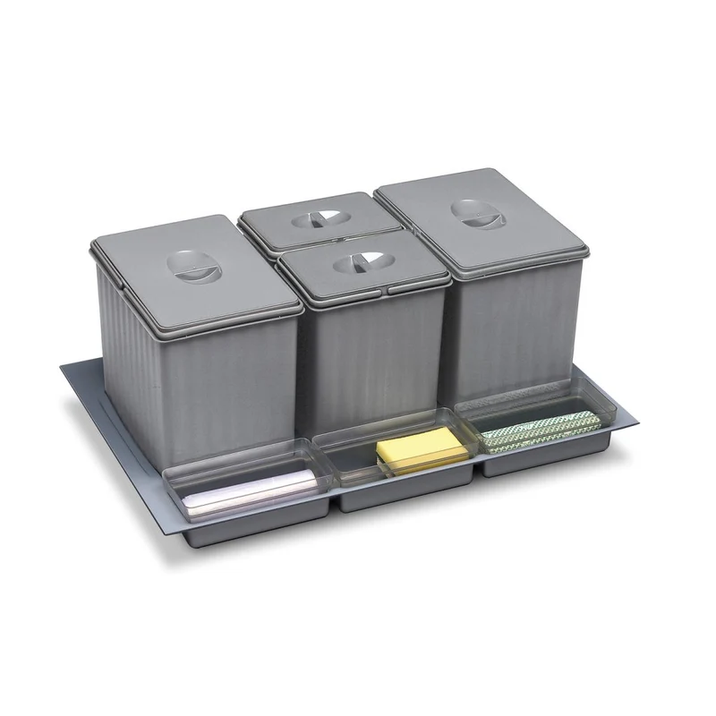Collecteur de tri 4 seaux 41 L pour tiroir de 800 mm (gris)