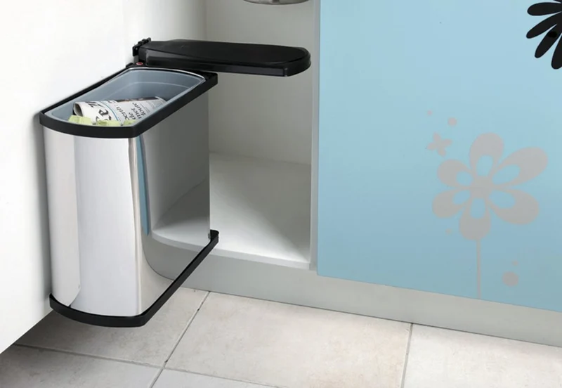 Poubelle automatique 18 L pour meuble de 450 mm (inox et noir)