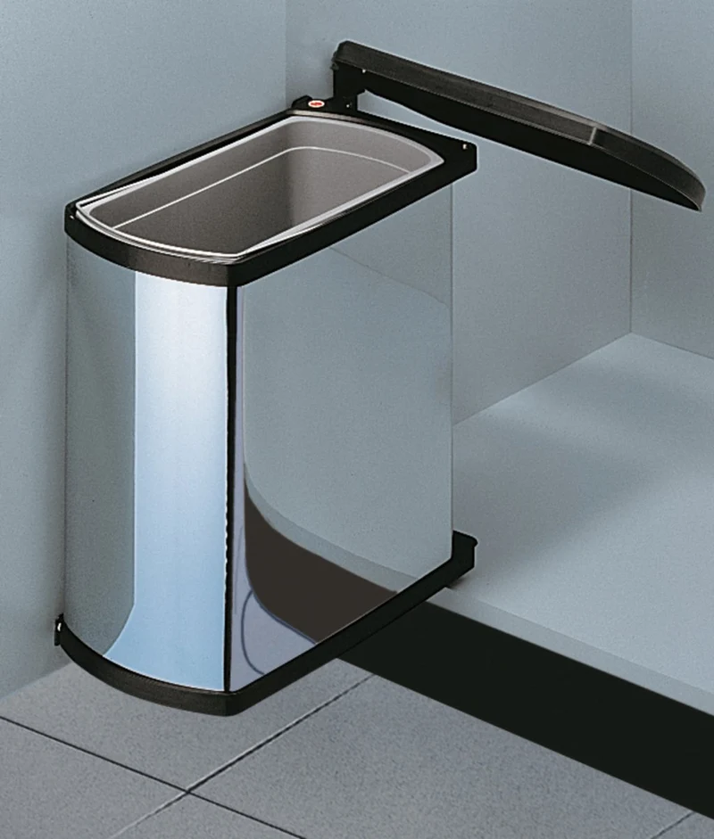 Poubelle automatique 18 L pour meuble de 450 mm (inox et noir)