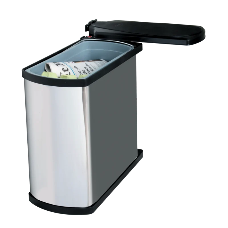 Poubelle automatique 18 L pour meuble de 450 mm (inox et noir)