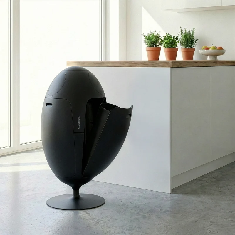Ovetto ABS Nero - Pattumiera di design per la raccolta differenziata