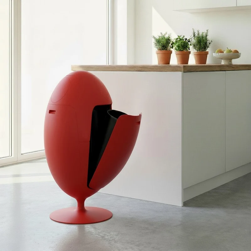 Ovetto Galà Rosso Opaco - Pattumiera di design per la raccolta differenziata