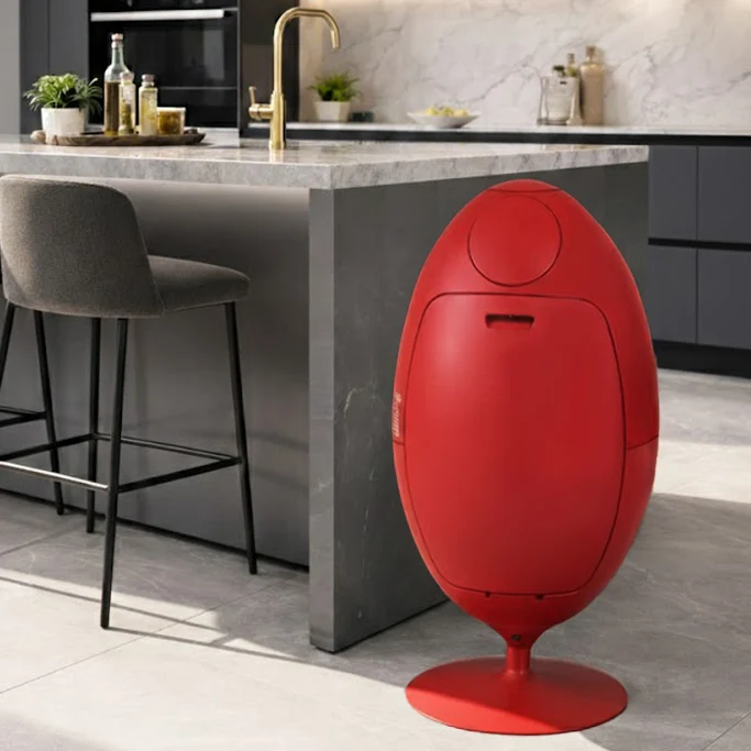 Ovetto Galà Rosso Opaco - Pattumiera di design per la raccolta differenziata