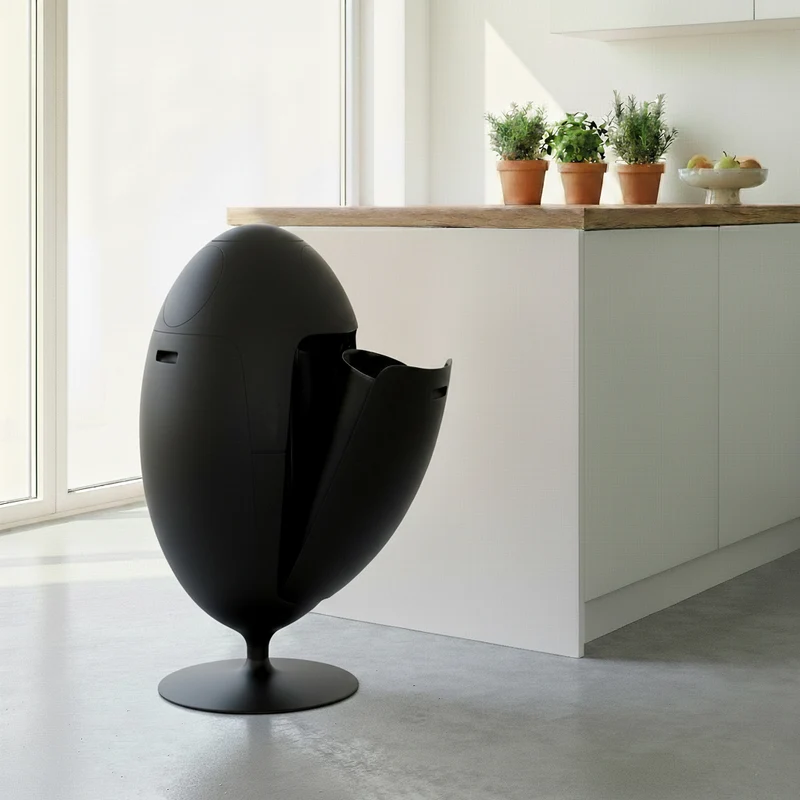 Ovetto Galà Nero Opaco - Pattumiera di design per la raccolta differenziata