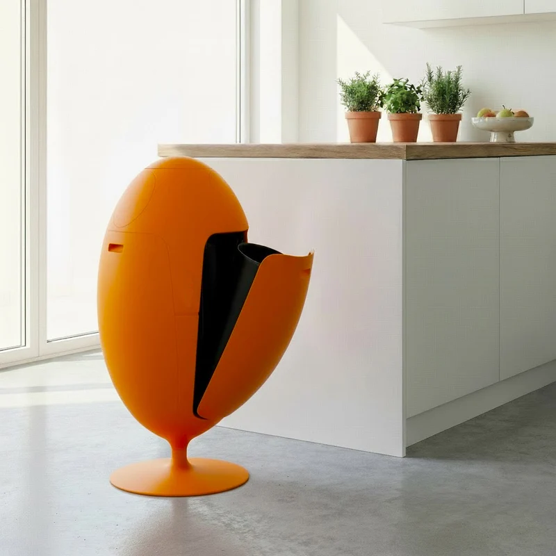 Ovetto Galà Arancione Opaco - Pattumiera di design per la raccolta differenziata
