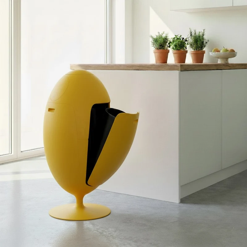 Ovetto Galà Giallo Opaco - Pattumiera di design per la raccolta differenziata