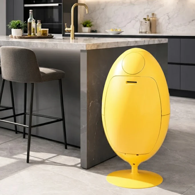 Ovetto Galà Giallo Opaco - Pattumiera di design per la raccolta differenziata