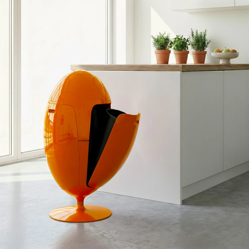 Ovetto Galà Arancio Lucido - Pattumiera di design per la raccolta differenziata