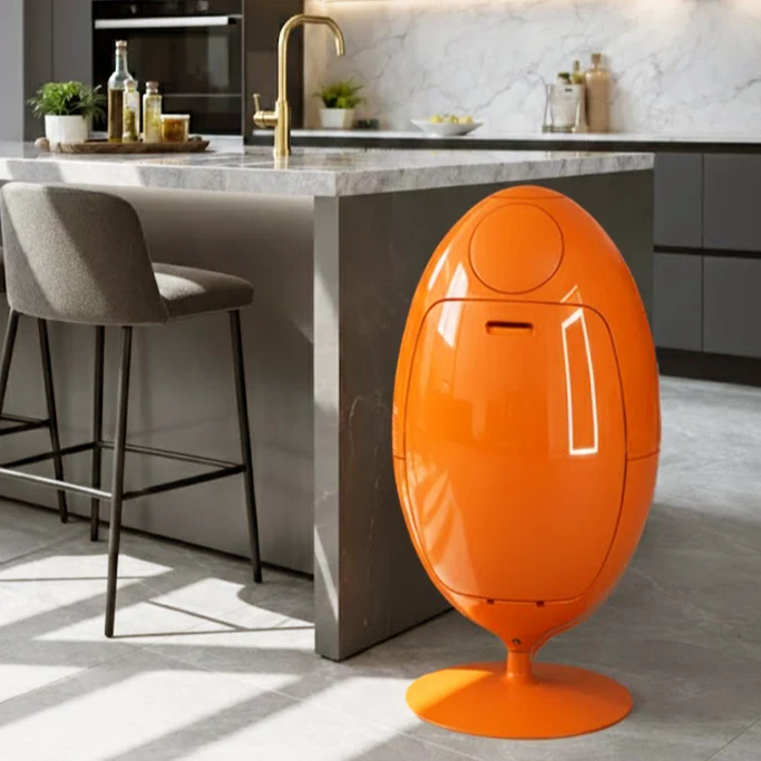 Ovetto Galà Arancio Lucido - Pattumiera di design per la raccolta differenziata