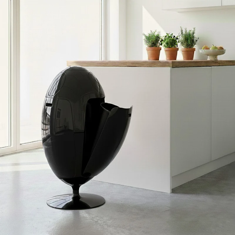 Ovetto Galà Nero Lucido - Pattumiera di design per la raccolta differenziata