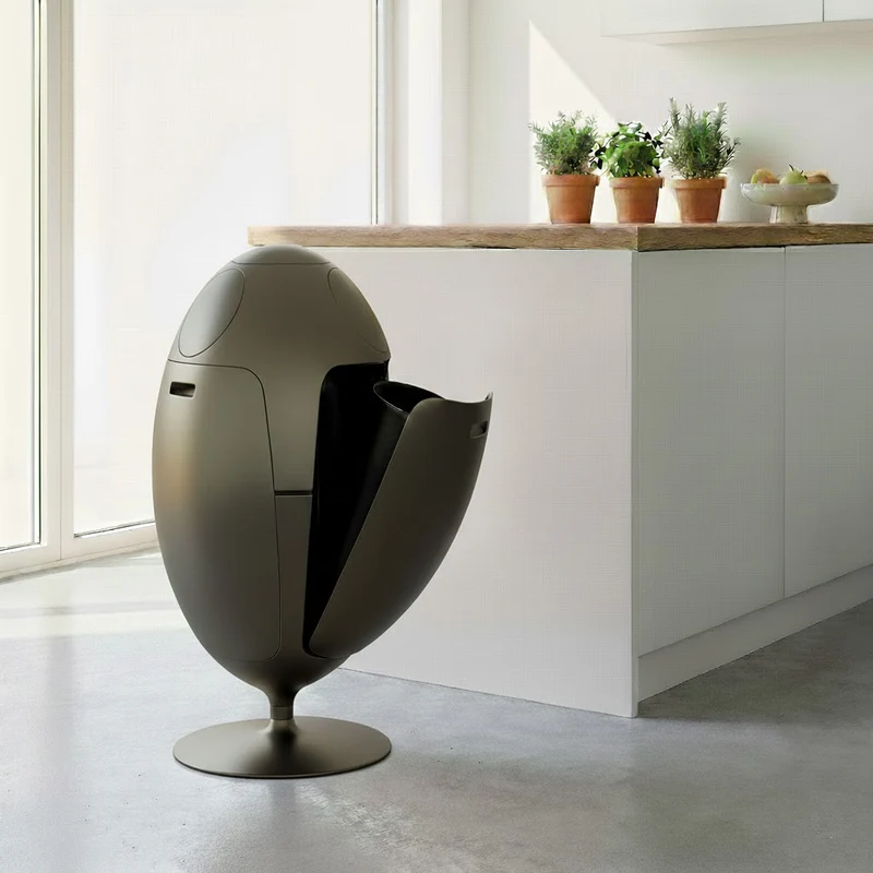 Ovetto Metal Nikel - Pattumiera di design per la raccolta differenziata