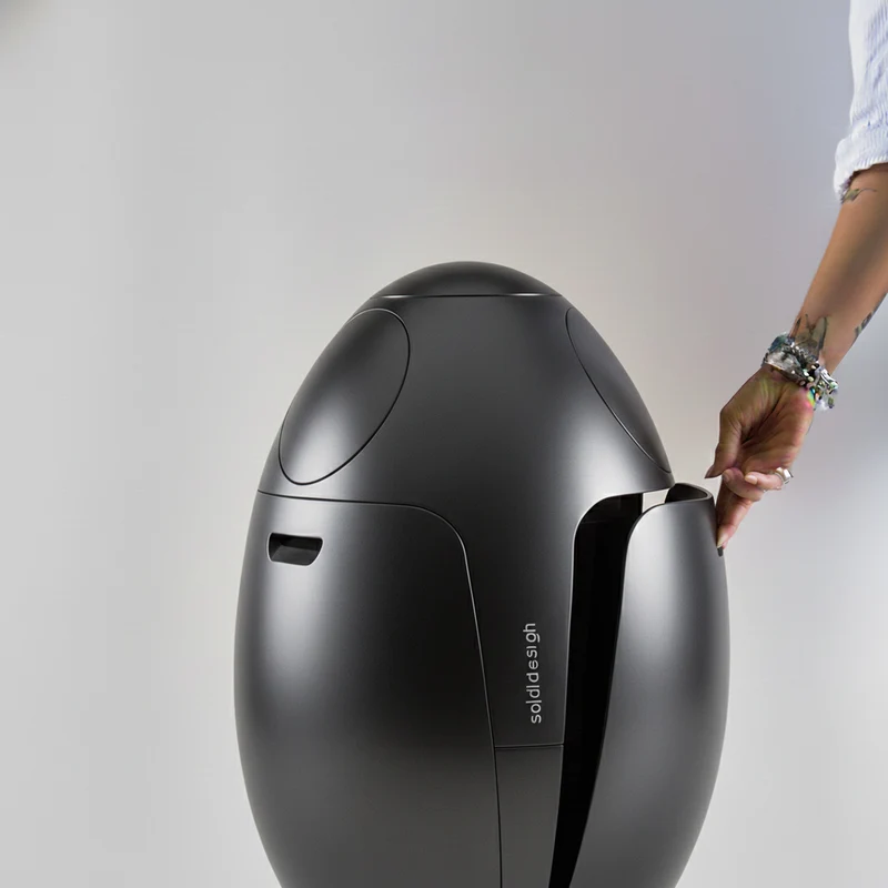 Ovetto Metal Nikel - Pattumiera di design per la raccolta differenziata