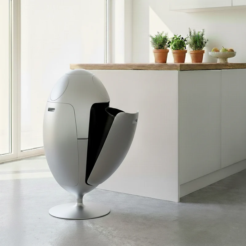 Ovetto Metal Alluminio Opaco - Pattumiera di design per la raccolta differenziata