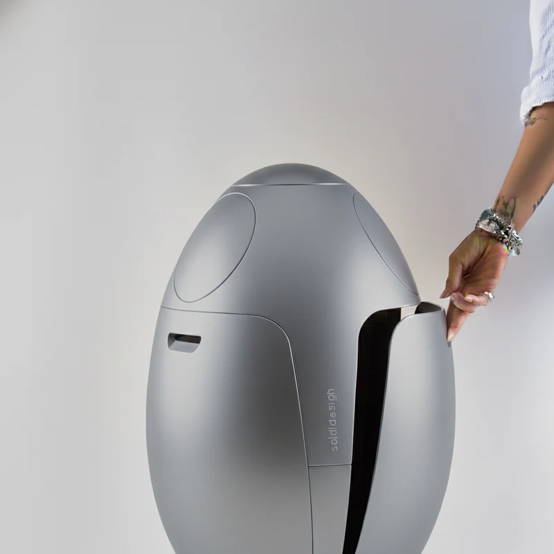 Ovetto Metal Alluminio Opaco - Pattumiera di design per la raccolta differenziata
