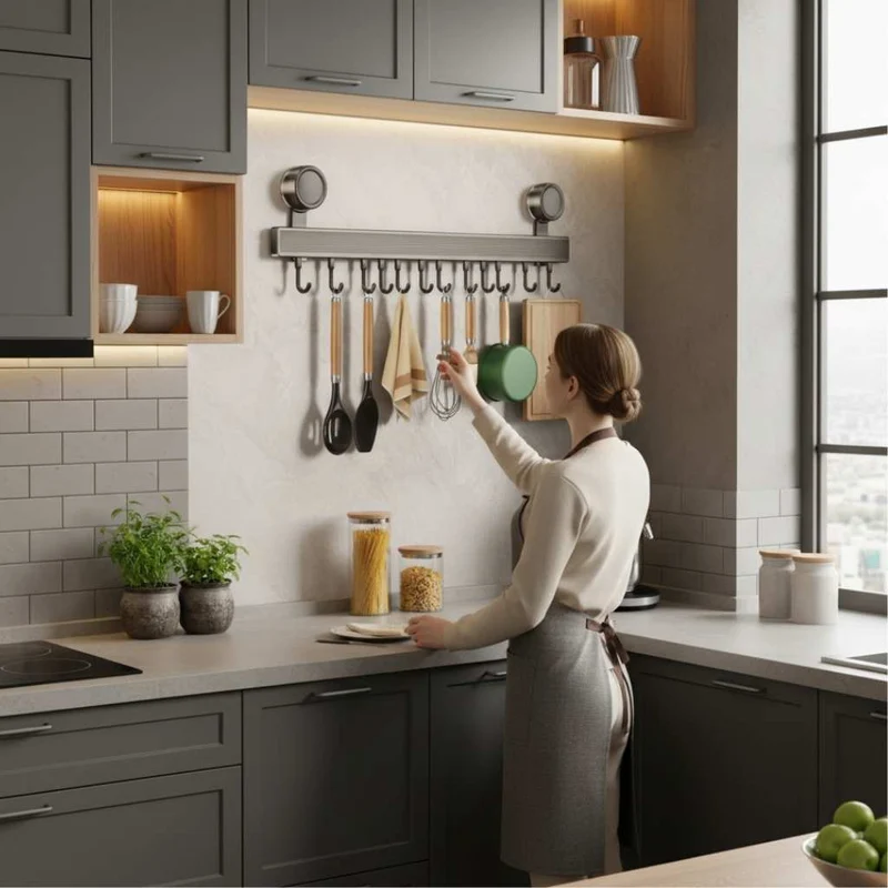 PORTE USTENSILES CUISINE MURAL | Aluminium ajustable