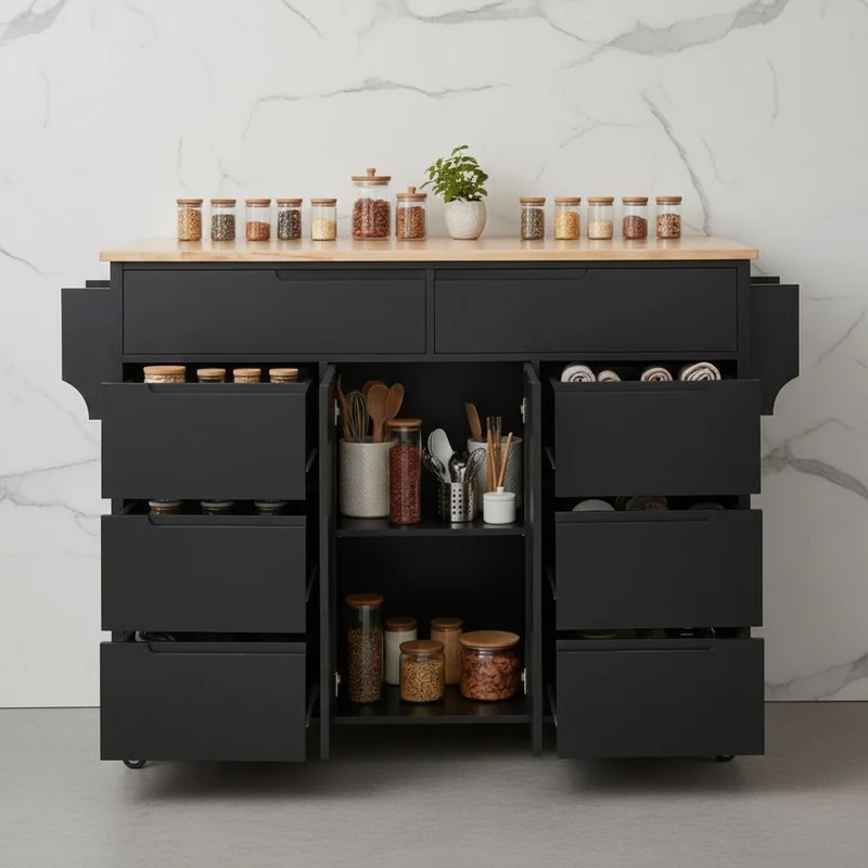 MEUBLE DESSERTE POUR CUISINE | 8 tiroirs mobile