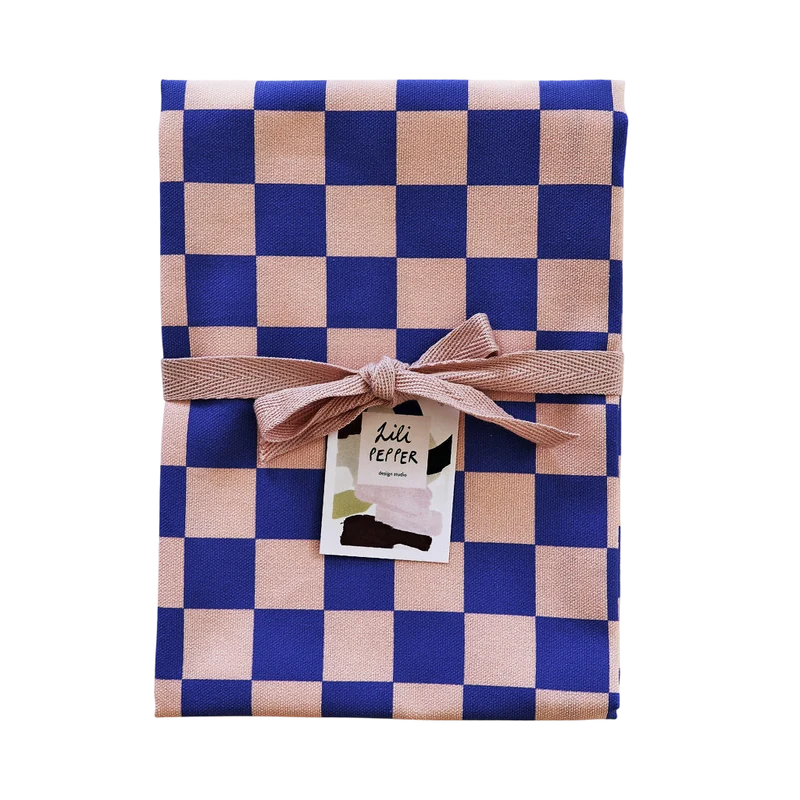 Küchentuch bedruckt Check Rose Blue multi