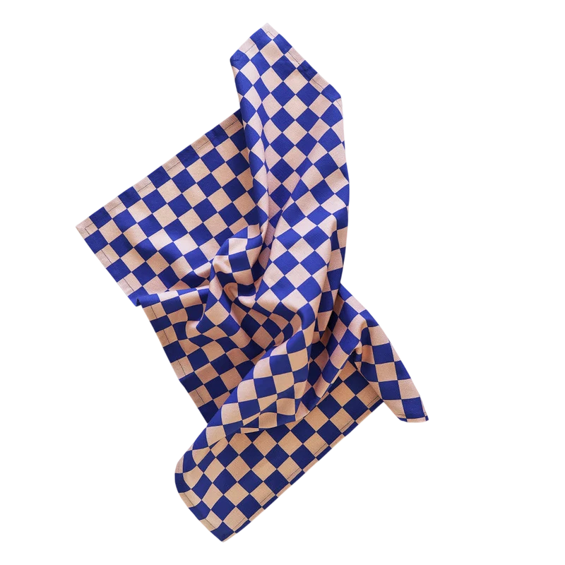 Küchentuch bedruckt Check Rose Blue multi