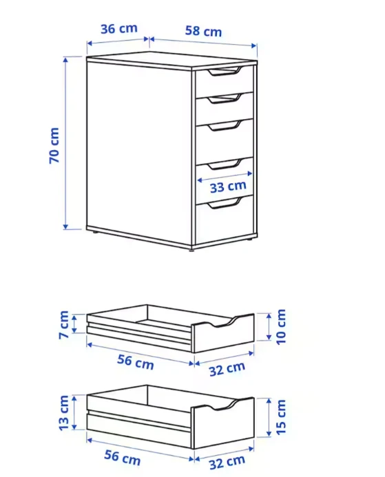 ALEX IKEA drawer unit white 36x70 cm
