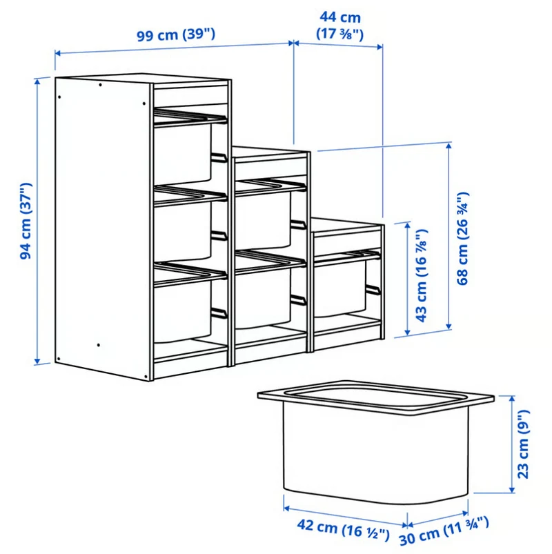 TROFAST IKEA unit shelves 99x44x94 cm