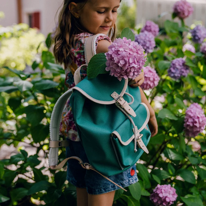 Kinderrucksack Georgie Smaragd Leder Natur