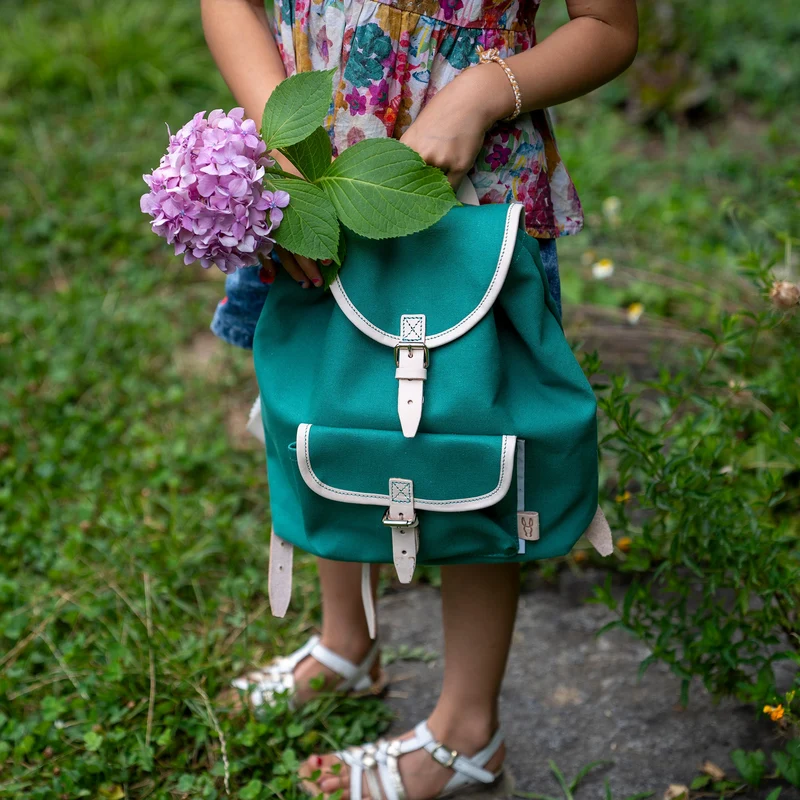 Kinderrucksack Georgie Smaragd Leder Natur