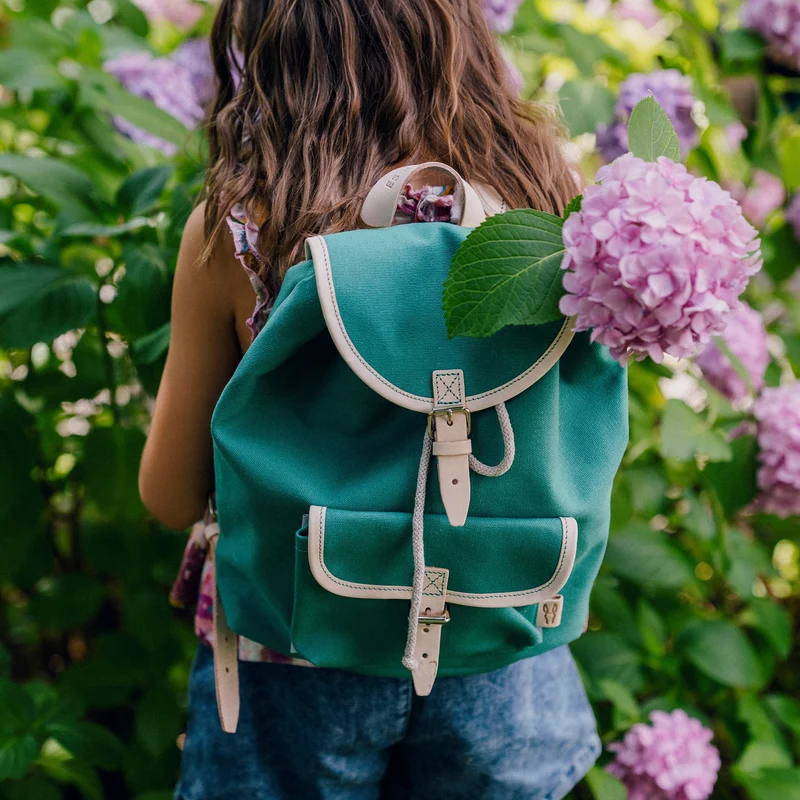 Kinderrucksack Georgie Smaragd Leder Natur