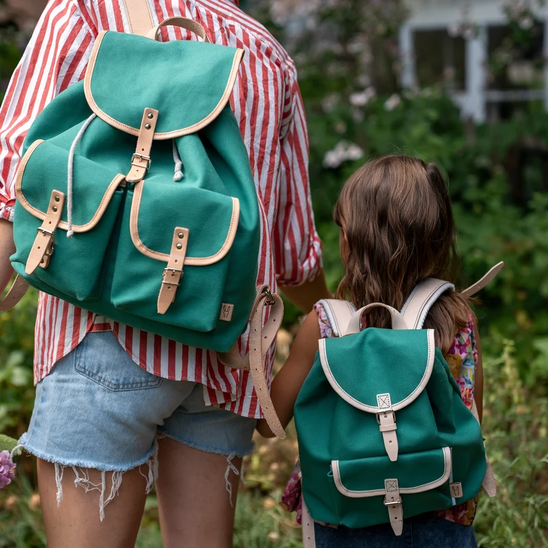 Kinderrucksack Georgie Smaragd Leder Natur