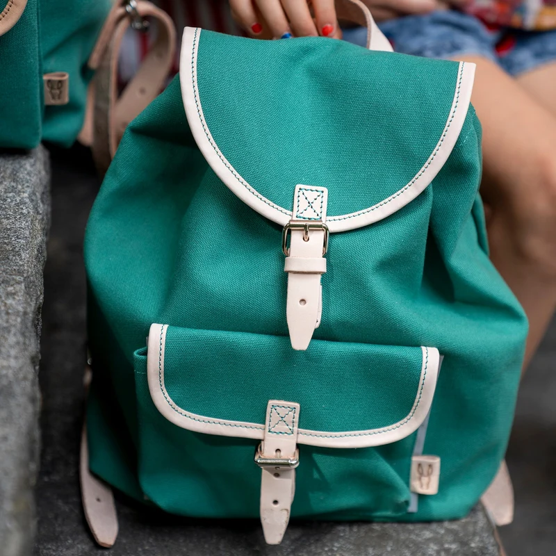 Kinderrucksack Georgie Smaragd Leder Natur