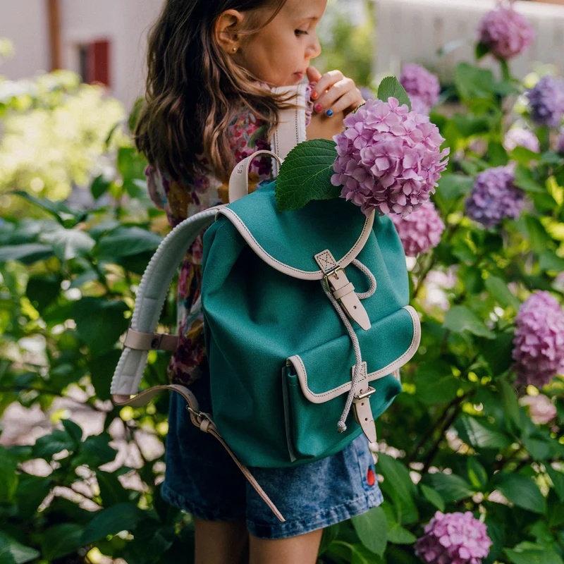 Kinderrucksack Georgie Smaragd Leder Natur