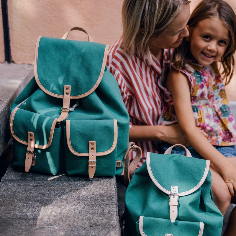Kinderrucksack Georgie Smaragd Leder Natur