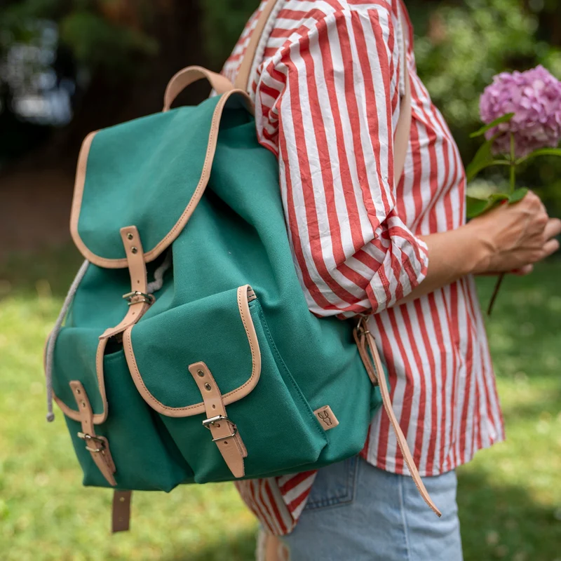 Rucksack Georg Smaragd Leder Natur