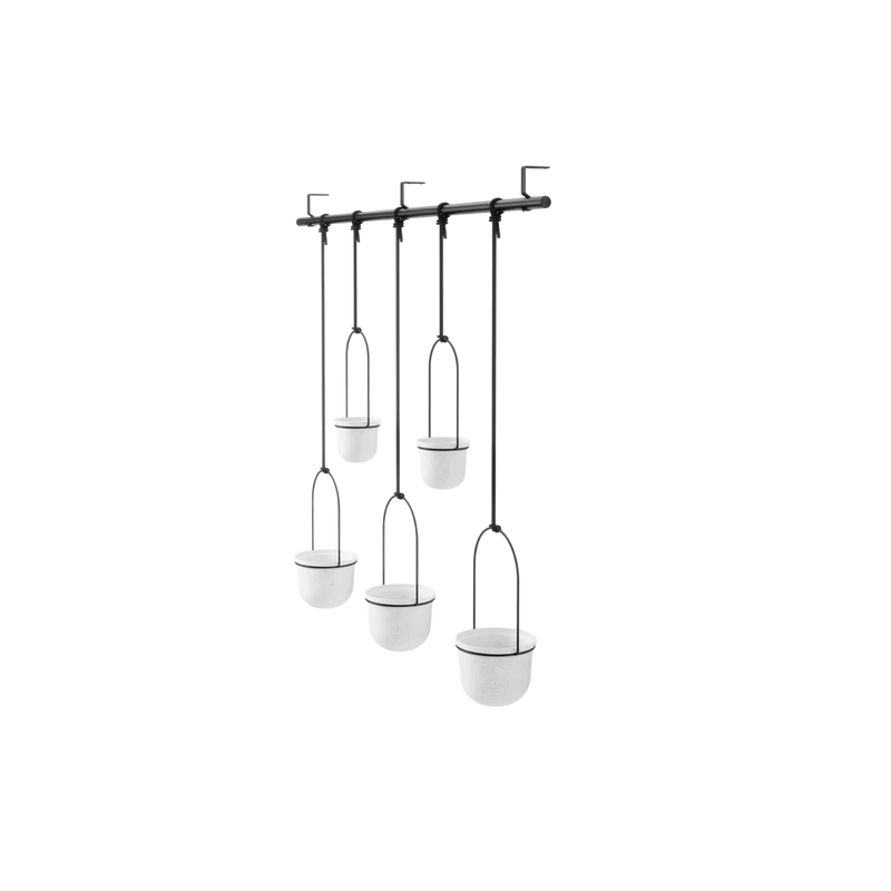 Blumentopf Triflora 5er Set, Weiss/Schwarz