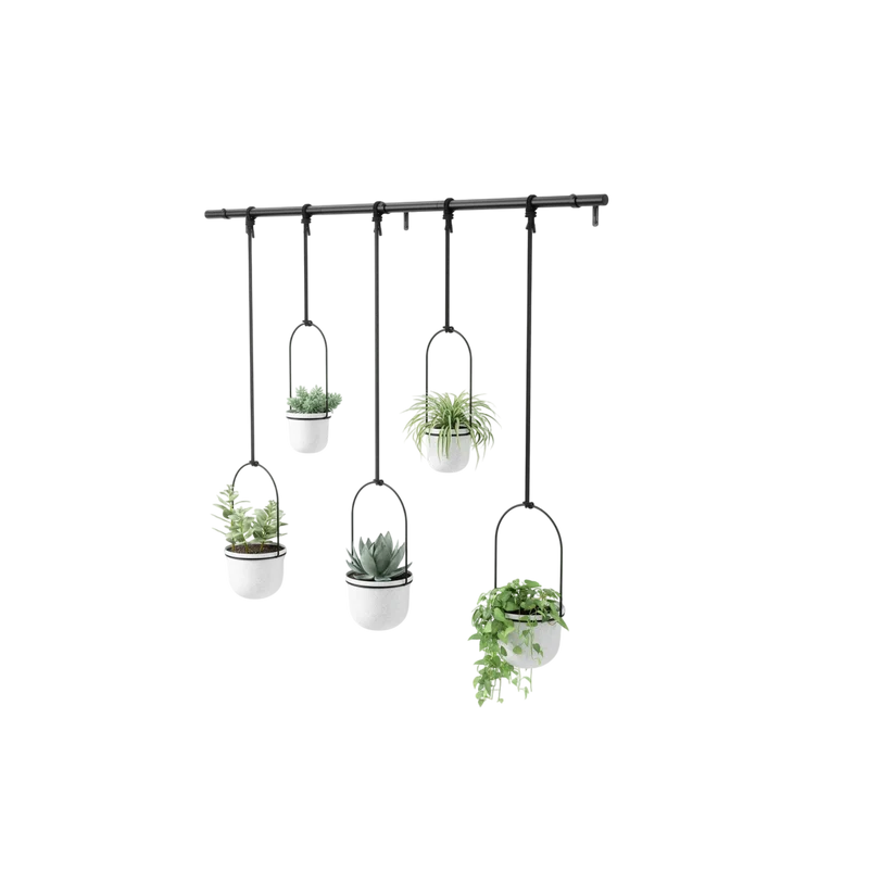 Blumentopf Triflora 5er Set, Weiss/Schwarz