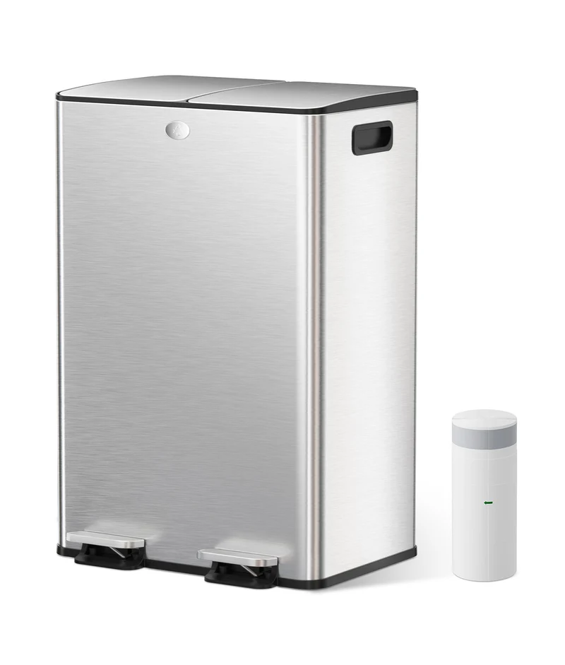 Poubelle à Double Compartiment avec Couvercle, 2x30L