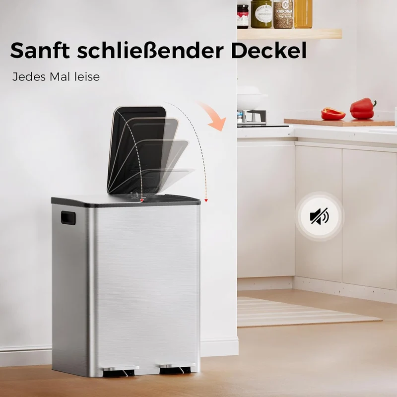 Poubelle à Double Compartiment avec Couvercle, 2x20L