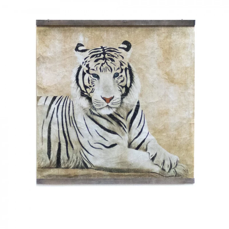 Tableau papier froissé TIGRE BLANC