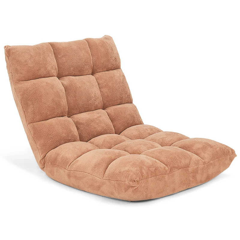 Costway - Chaise de Sol, Canapé Lit, Banquette Convertible, Canapé Lit Convertible, avec 14 Positions Réglables 54,5 x 54,5 x 56CM, Marron