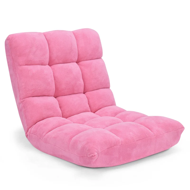 Costway - Chaise de Sol, Canapé Lit, Banquette Convertible, Canapé Lit Convertible, avec 14 Positions Réglables, Rose