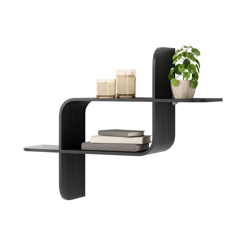 Wandregal Montage 62 x 15 x 47 cm, Schwarz