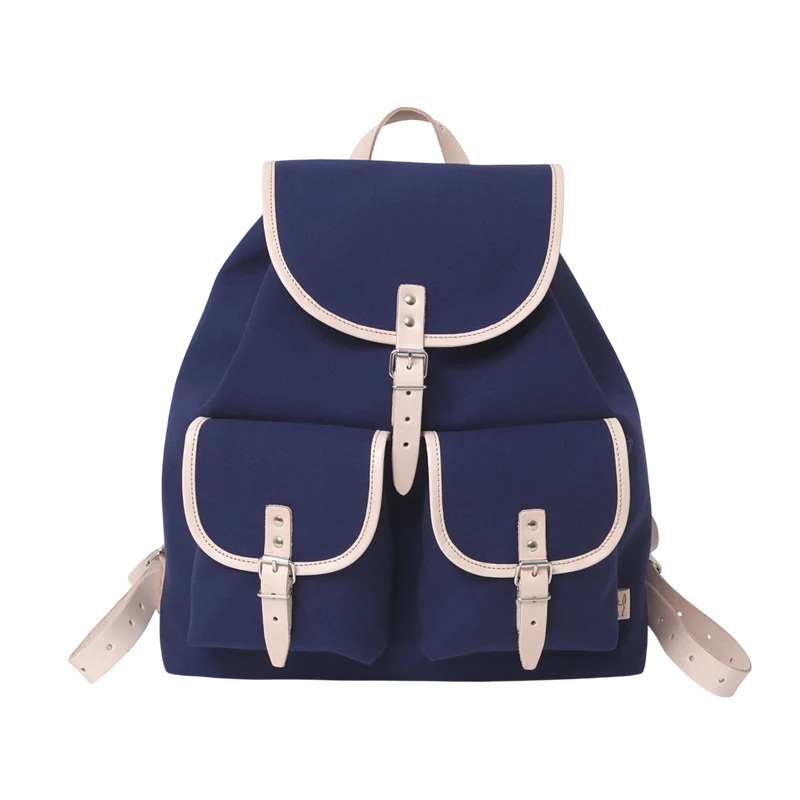Rucksack Georg Navy, Leder Natur