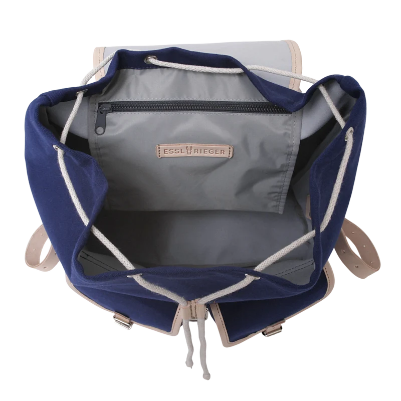Rucksack Georg Navy, Leder Natur