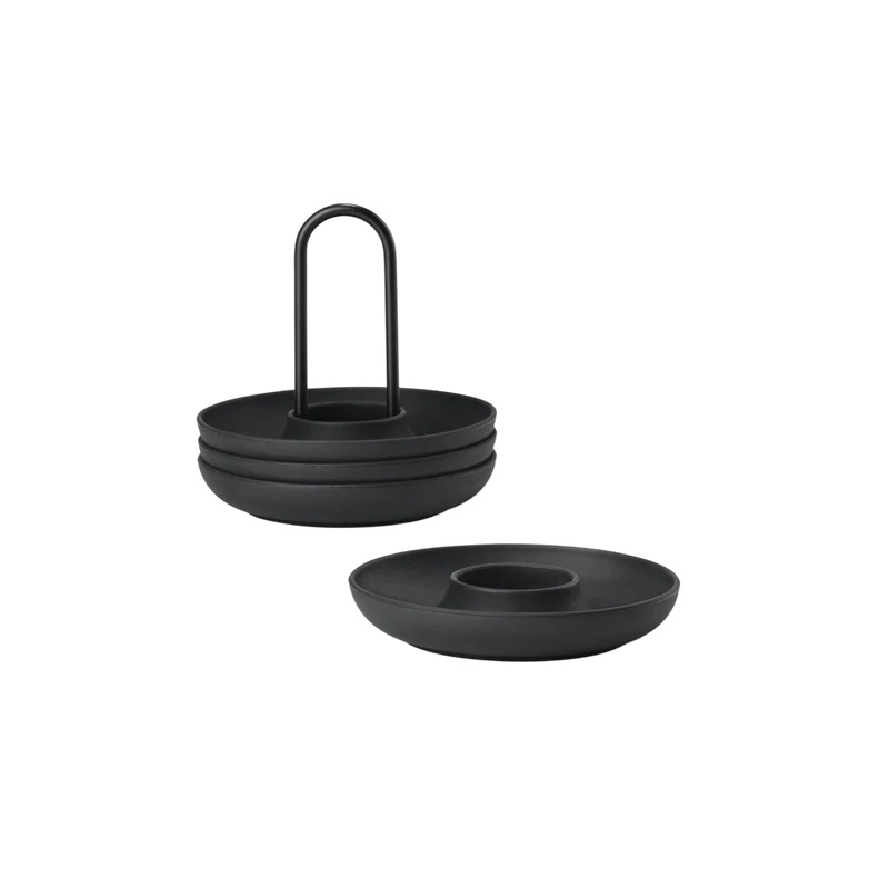 Eierbecher Singles 4er Set, Schwarz