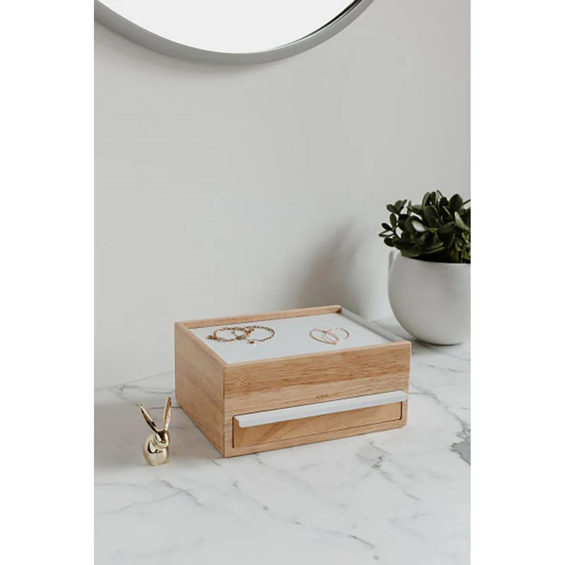Schmuckhalter Stowit, Weiss/Holz