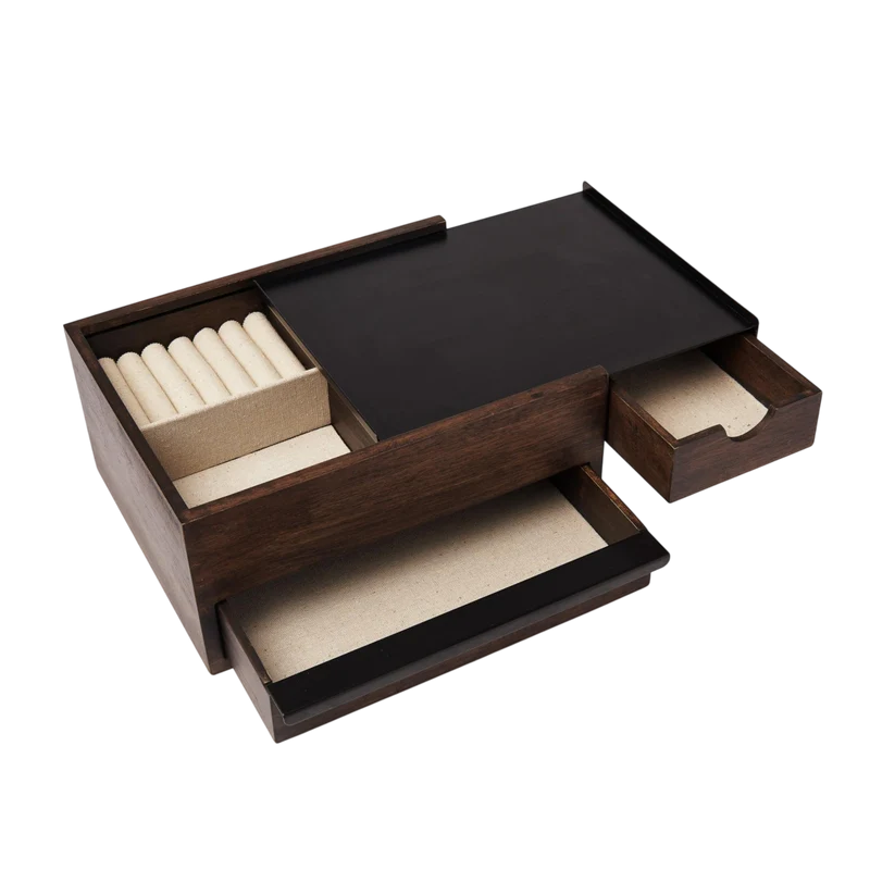 Schmuckhalter Stowit, Schwarz/Wallnuss