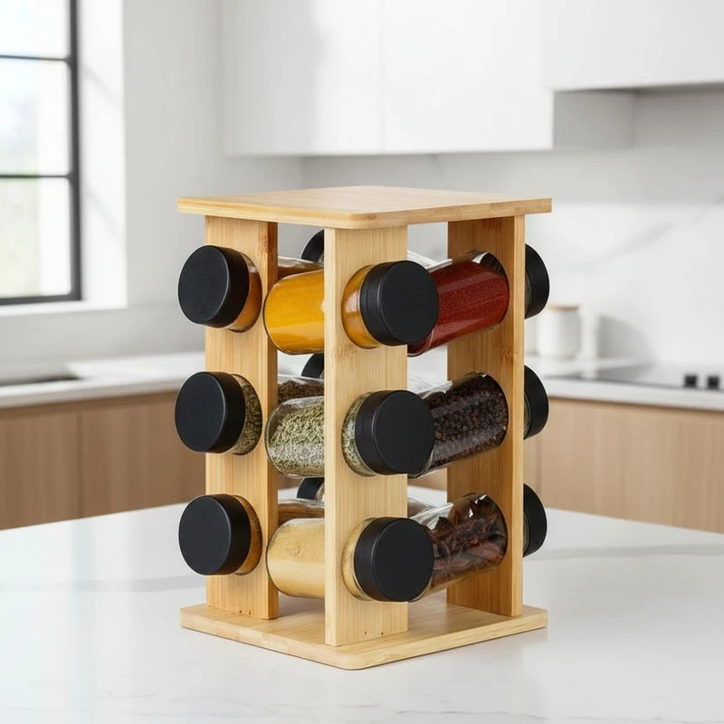 PORTE EPICE EN BOIS | Bois Délices Rotatif – 12 Saveurs