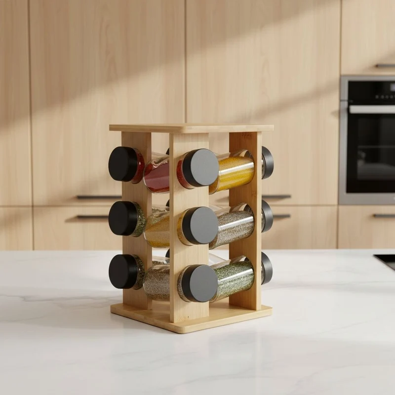 PORTE EPICE EN BOIS | Bois Délices Rotatif – 12 Saveurs